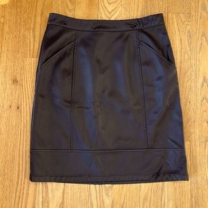 Noir Faux Brown Leather Pencil Skirt